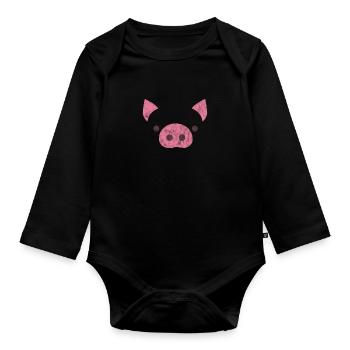 Pig Pig PigLet Sow Pigs Gift - Organic Longsleeve Baby Bodysuit - black - Front