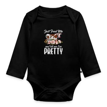 Cow Cow Cows Farm Farmer Gift - Organic Longsleeve Baby Bodysuit - black - Front