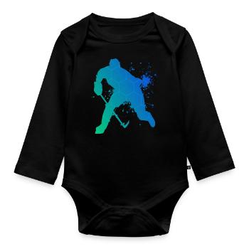 Eishockey spielen Eishockey Spieler Ice Hockey - Baby Bio-Langarm-Body - Schwarz - Vorne