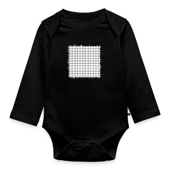 square shape crossed checkered pattern paper - Organic Longsleeve Baby Bodysuit - black - Front