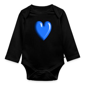 doux bleu symbole de cœur amour - Body Bébé bio manches longues - noir - Devant