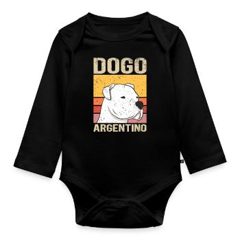 Dogo Argentino Chiens Argentin Grand Danois Cadeau - Body Bébé bio manches longues - noir - Devant