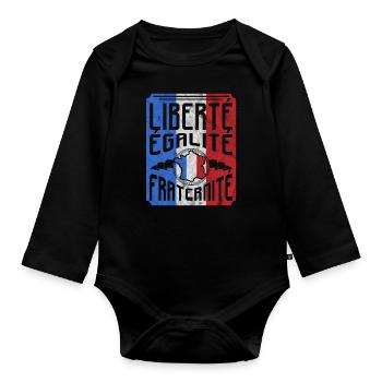 France - Organic Longsleeve Baby Bodysuit - black - Front