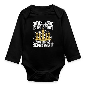 Schach Tshirt Schachbrett Schachmatt Schachspiel - Baby Bio-Langarm-Body - Schwarz - Vorne
