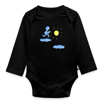 courir sur les nuages soleil ciel coureurs de sport - Body Bébé bio manches longues - noir - Devant