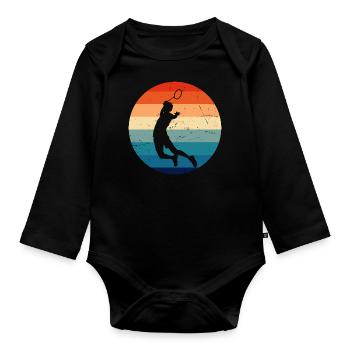 Men's Women's Badminton Player Badminton Badminton - Organic Longsleeve Baby Bodysuit - black - Front