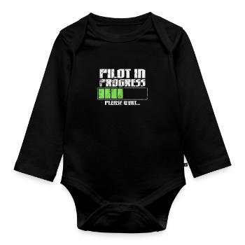 Pilot - Organic Longsleeve Baby Bodysuit - black - Front