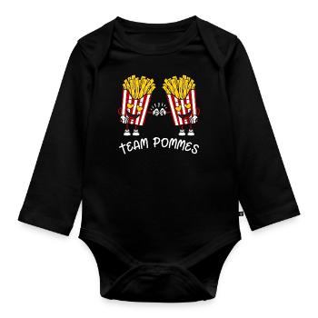 Funny French Fries Bags Fries Team Fries - Organic Longsleeve Baby Bodysuit - black - Front
