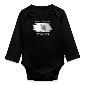 Tauchen Manta diving Spruch für Taucher - Baby Bio-Langarm-Body - Schwarz - Vorne
