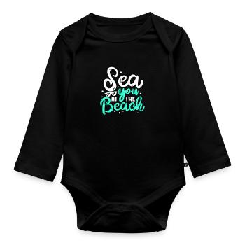 Beach - Organic Longsleeve Baby Bodysuit - black - Front