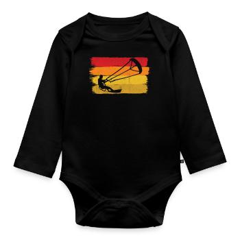 Kitesurf Kite Planche à voile Kitesurf Kiteboard - Body Bébé bio manches longues - noir - Devant