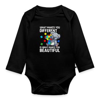 Soyez différent Autisme Mama Koala Autiste - Body Bébé bio manches longues - noir - Devant
