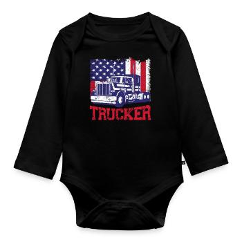 Trucker Truck Driver Vintage Usa - Baby Bio-Langarm-Body - Schwarz - Vorne