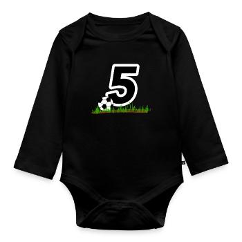 Équipe 5 Sport payer Ballon de football - Body Bébé bio manches longues - noir - Devant