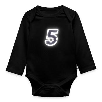 5 Nombre nombre lumineux brillant - Body Bébé bio manches longues - noir - Devant