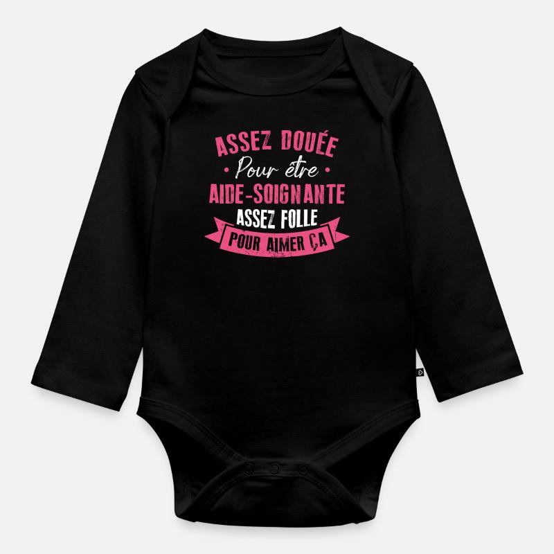 Assez douée pour devenir aide-soignante - Body Bébé bio manches longues - noir