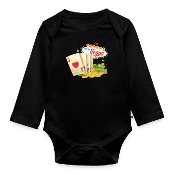Lustiges Casino Las Vegas Roulette Slot Machine - Baby Bio-Langarm-Body - Schwarz - Vorne