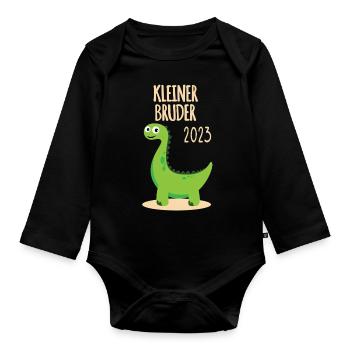 Kleiner Bruder 2023 - Baby Bio-Langarm-Body - Schwarz - Vorne