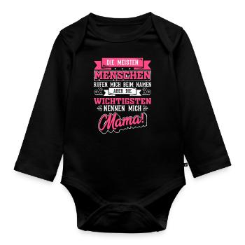 Mama Muttertag - Baby Bio-Langarm-Body - Schwarz - Vorne