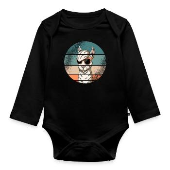 Lama Alpaca Animals Retro Vintage Idée Cadeau - Body Bébé bio manches longues - noir - Devant