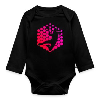 Handball Handball Games Women Handball Handball Handball - Organic Longsleeve Baby Bodysuit - black - Front