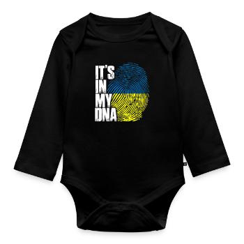 Ukrainian Flag Dna Fingerprint Ukraine - Organic Longsleeve Baby Bodysuit - black - Front