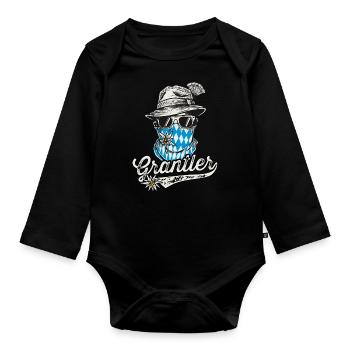 Grantler T-Shirt Herren Trachtenshirt - Baby Bio-Langarm-Body - Schwarz - Vorne
