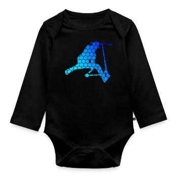 Pedal Scooter Stunt Roller Scooter Stunt Scooter - Organic Longsleeve Baby Bodysuit - black - Front