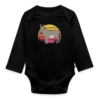 Funny donkey lover gift - Organic Longsleeve Baby Bodysuit - black - Front