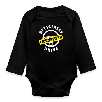 Cadeau de permis de conduire réussi - Body Bébé bio manches longues - noir - Devant