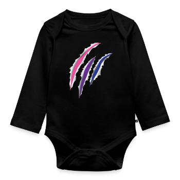 Bisexuel Bi Pride Flag Scratch - Body Bébé bio manches longues - noir - Devant