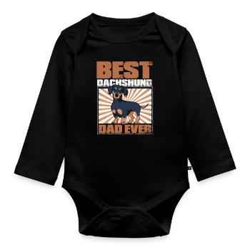 Dackel Hund - Baby Bio-Langarm-Body - Schwarz - Vorne