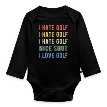 Drôle de golfeur - I Hate Golf I - Body Bébé bio manches longues - noir - Devant