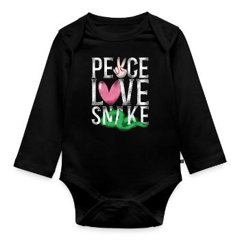 Serpent Serpent Fille Vintage Paix - Body Bébé bio manches longues - noir - Devant