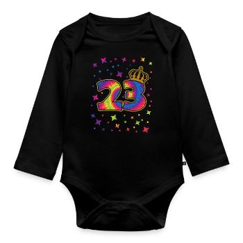Tie-dye 23rd Birthday Party 23 Years Old Celebrant - Organic Longsleeve Baby Bodysuit - black - Front