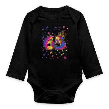 Tie-dye 65th birthday party 65 years old - Organic Longsleeve Baby Bodysuit - black - Front