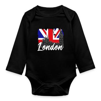 Londres - Body Bébé bio manches longues - noir - Devant