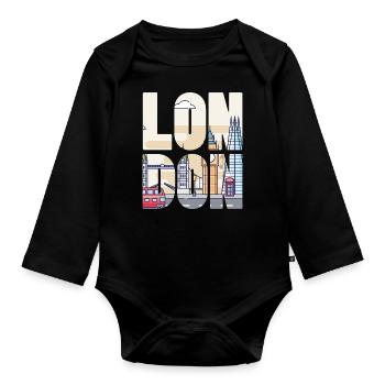 Londres - Body Bébé bio manches longues - noir - Devant