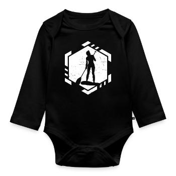Standup Paddling Men Stand up Paddling Board - Organic Longsleeve Baby Bodysuit - black - Front