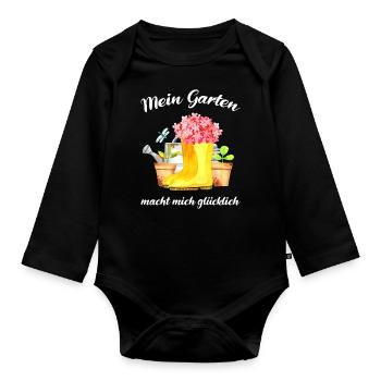 Garten Spruch Gärtner Hobbygärtner Geschenkidee - Baby Bio-Langarm-Body - Schwarz - Vorne