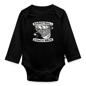 Basketballtrainer Basketball Trainer Coach - Baby Bio-Langarm-Body - Schwarz - Vorne
