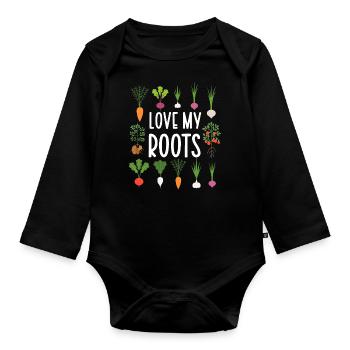 Love My Roots Gardening Plant Lover Gardener - Organic Longsleeve Baby Bodysuit - black - Front