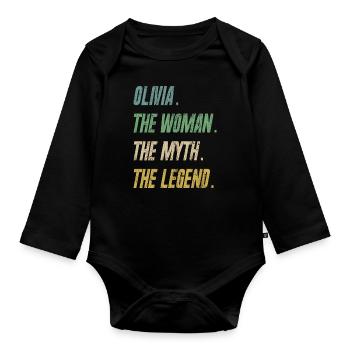Olivia The Woman The Myth The Legend - Baby Bio-Langarm-Body - Schwarz - Vorne