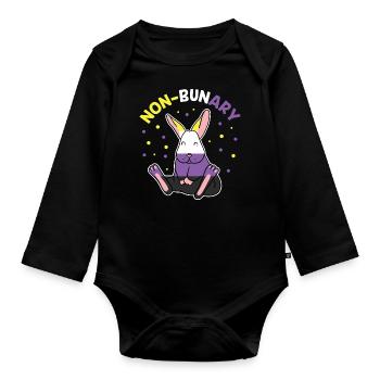 Non-Bunary Non Binary Genderqueer Pride Flag - Organic Longsleeve Baby Bodysuit - black - Front