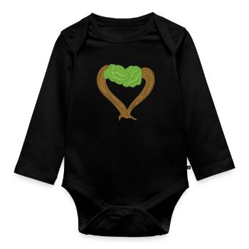 bäume herz liebe natur - Baby Bio-Langarm-Body - Schwarz - Vorne