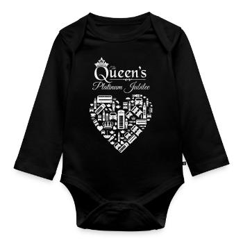 Platin-Jubiläum der britischen Königin Elisabeth II. - Baby Bio-Langarm-Body - Schwarz - Vorne