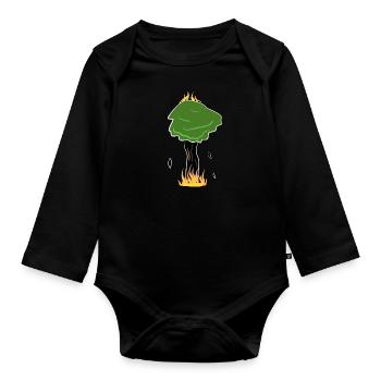 burning tree fire climate protection natural - Organic Longsleeve Baby Bodysuit - black - Front