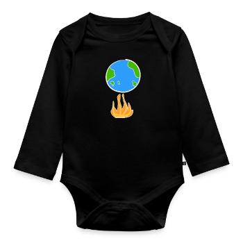 climate protection earth cartoon symbol climate - Organic Longsleeve Baby Bodysuit - black - Front