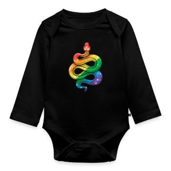 LGBT Pride Snake DRAPEAU LGBTQ Couleurs Gay Pride - Body Bébé bio manches longues - noir - Devant