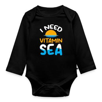 I Need Vitamin Sea - Ocean Sea Animal Turtle - Baby Bio-Langarm-Body - Schwarz - Vorne